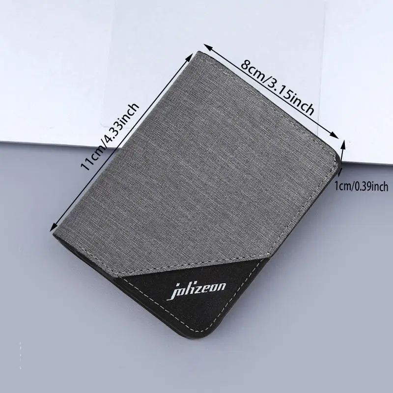 Simple Multi-layer Folding Card Case Canvas Credit ID Holder Retro Bifold Small Wallet Vertical Short Pouch for Men