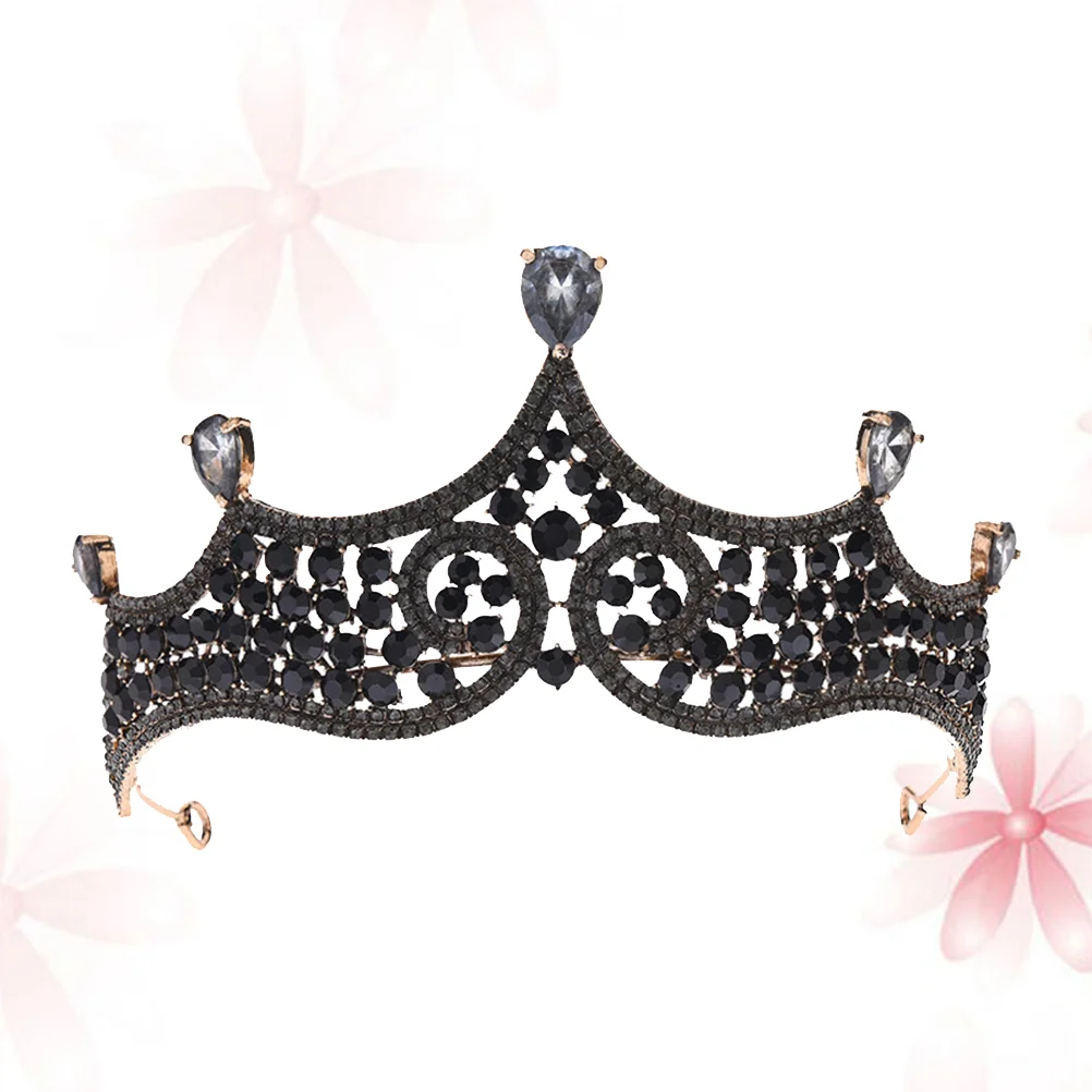 

Женская тиара в стиле барокко, черная Готическая свадебная корона для выпускного вечера, аксессуары для волос