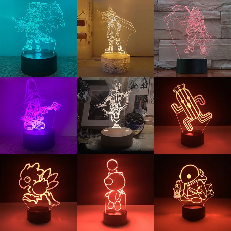 

Final Fantasy vii cloud strife 3d led lamp for bedroom manga night lights anime action figures Decoration lampara de noche