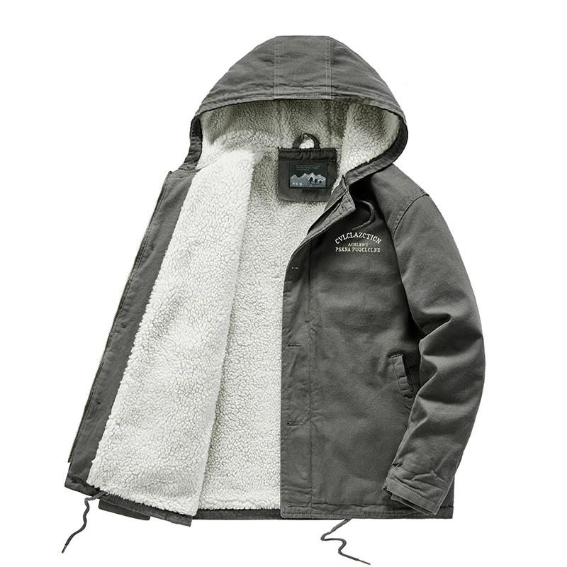 Mens Winter Jacket Parkas Coat Cotton Hooded Jacket Men Thicken Warm Casual Outerwear Fleece Overcoat Clothes Male New 5XL