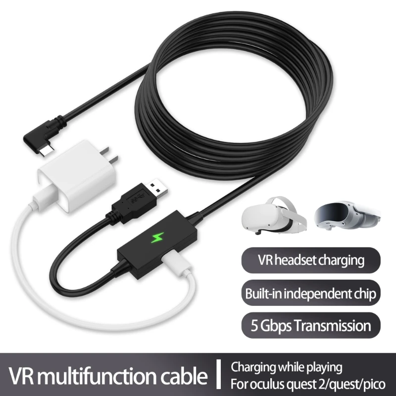 

Link Cord 16FT for Pico Quest 2/PICO4/Neo3/ Quest Pro VR Headset Link for Charging & High Speed PC Data Transfer Cable