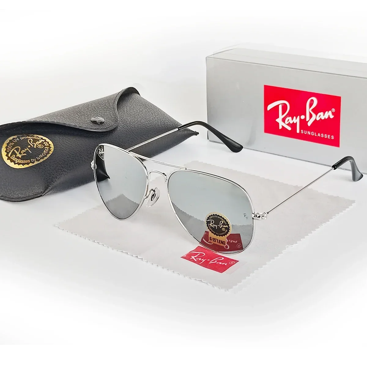 Стеклянные линзы Rayban 3025 зеркальные солнцезащитные очки-авиаторы унисекс