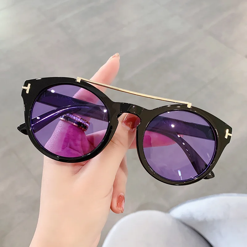 

New Round Frame Decorative Rice Nail Sunglasses Women's Outdoor Leisure Sun Glasses Men Summer Trend Eyewear UV400 Gafas De Sol