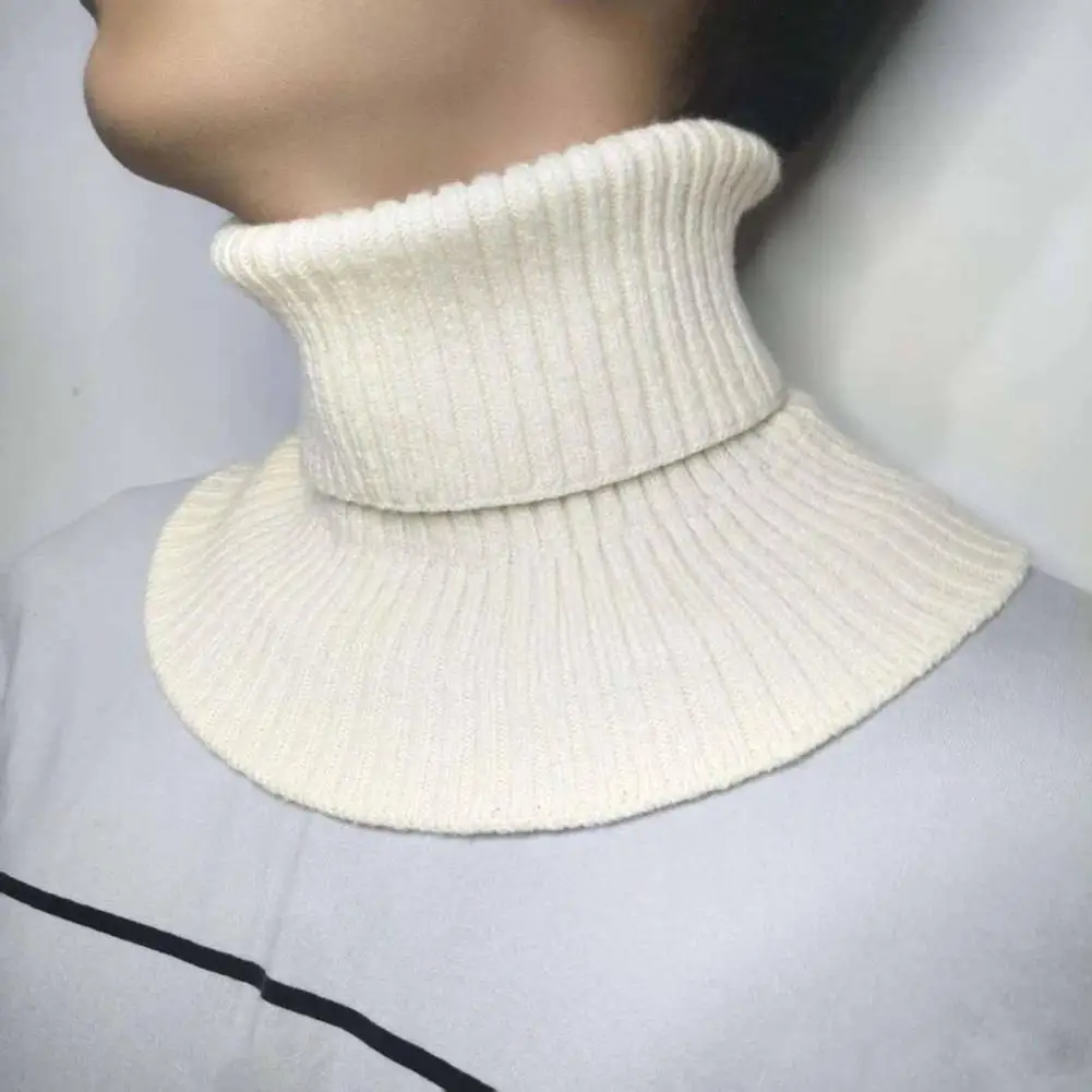 

Winter Scarf Versatile Men's Knitted Scarf Cold-proof Neck Cover for Winter Autumn All-match Solid Color Elastic Warm