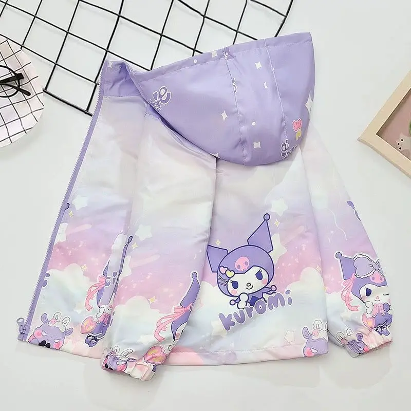 Sanrio/весенне-осенняя куртка для девочек новые детские пальто Kuromi на молнии модная