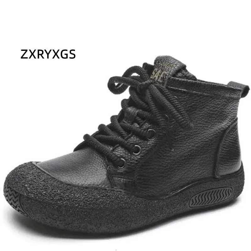 ZXRYXGS высококачественные женские ботинки из натуральной кожи повседневные