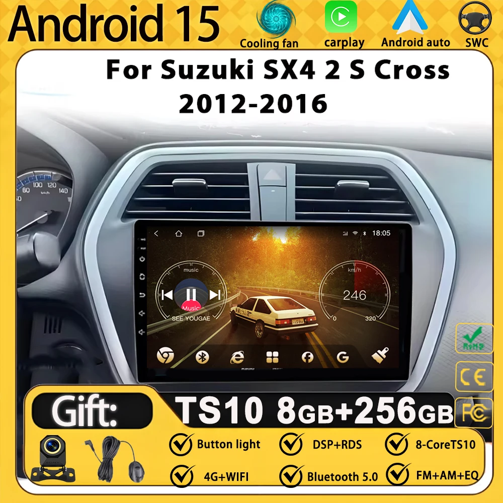 Фото Автомобильный радиоприемник Android 15 для Suzuki SX4 SX 4 2006-2013, мультимедийное головное устройство Carplay BT, GPS, видео, DVD, DSP-плеер, авторадио, стерео №1