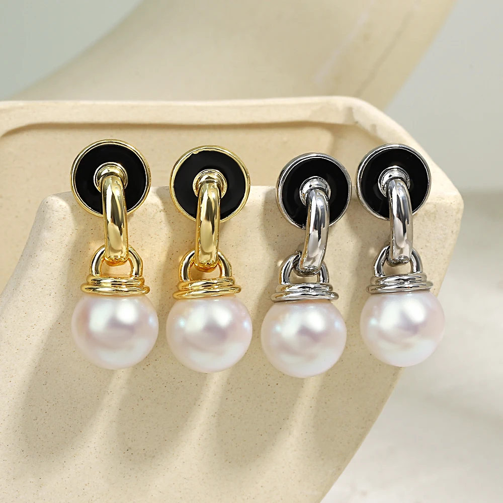 

Fashion Baroque Imitation Pearl Drop Earrings Geometric Gold/Silver Color 18K Gold High Quality Europe America Women Jewelry
