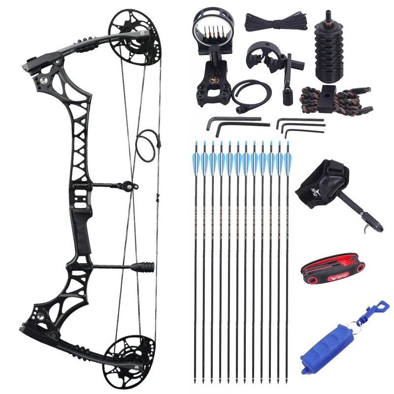 

30-70 фунтов Регулируемый композитный лук и набор стрел композитный шкив лук IBO 340 fps Охота Стрельба конкурентоспособный Профессиональный лук