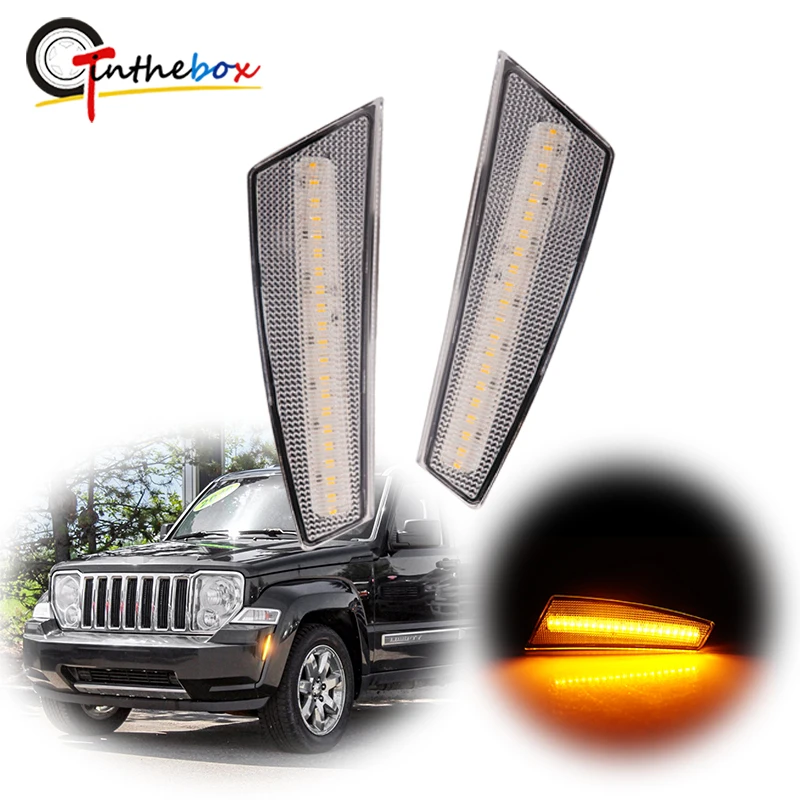 

Gtinthebox Amber / White LED Car Front Bumper Side Marker Lights Turn Signal Lights / Parking Lights For 2008-2012 Jeep Liberty