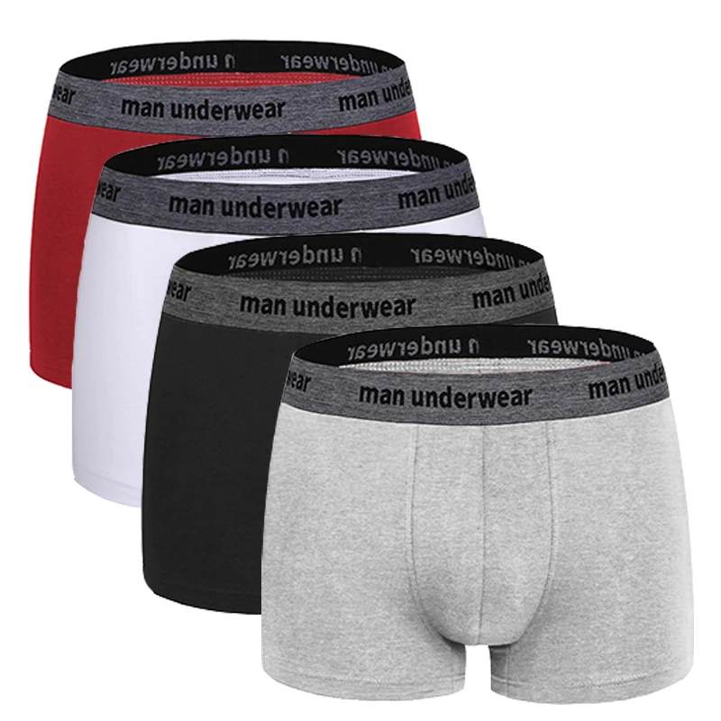 Men Boxers Shorts Men's Panties Underwear Man Underpants 4pcs Cotton Breathable Boxer Sexy Solid Loose Panties Boxershorts