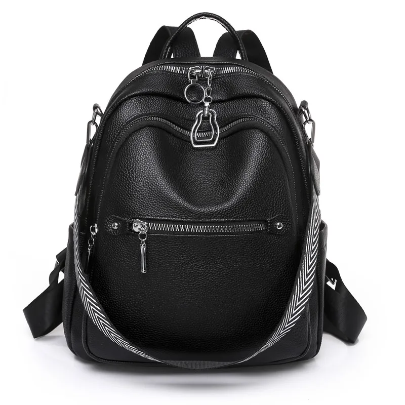 

Women's Bookbag Large Capacity Soft PU Leather Women Backpack Leather Travel Shoulder Bag Fashion Schoolbag