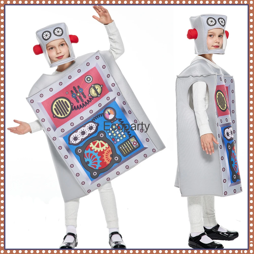 

2023 Children's Robot Cosplay Costume Kids Funny Sponge Robots Box Outfits Halloween Carnival Easter Party Gifts For Childs