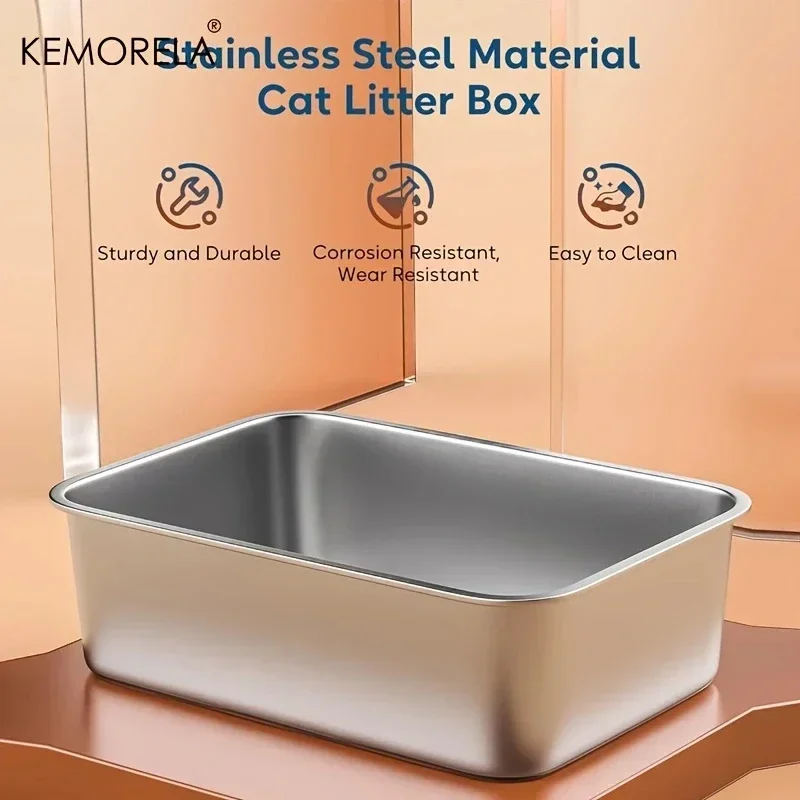 Большой ящик для кошачьего туалета из нержавеющей стали Открытый кошачий туалет