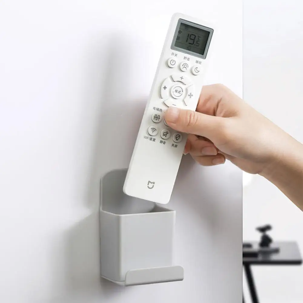 

Remote Control Storage Box Wall Mounted Phone Rack Plug Holder Home Gadgets
