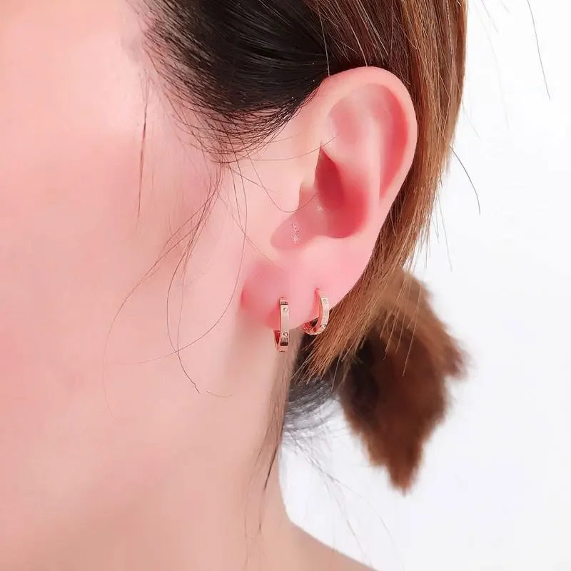 Модные простые серьги-кольца медные серьги с покрытием из розового золота для