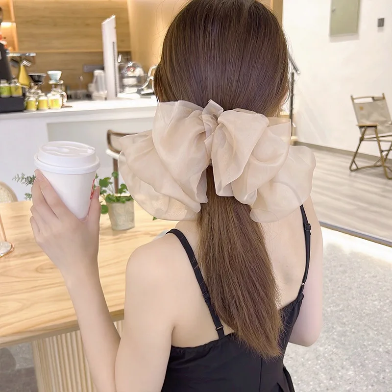 

Hot Korean Graceful Gauze Bow Hair Pin Big Size Elegant Spring Hair Clips for Girls Headwear Women Hair Accessories 30.5cm