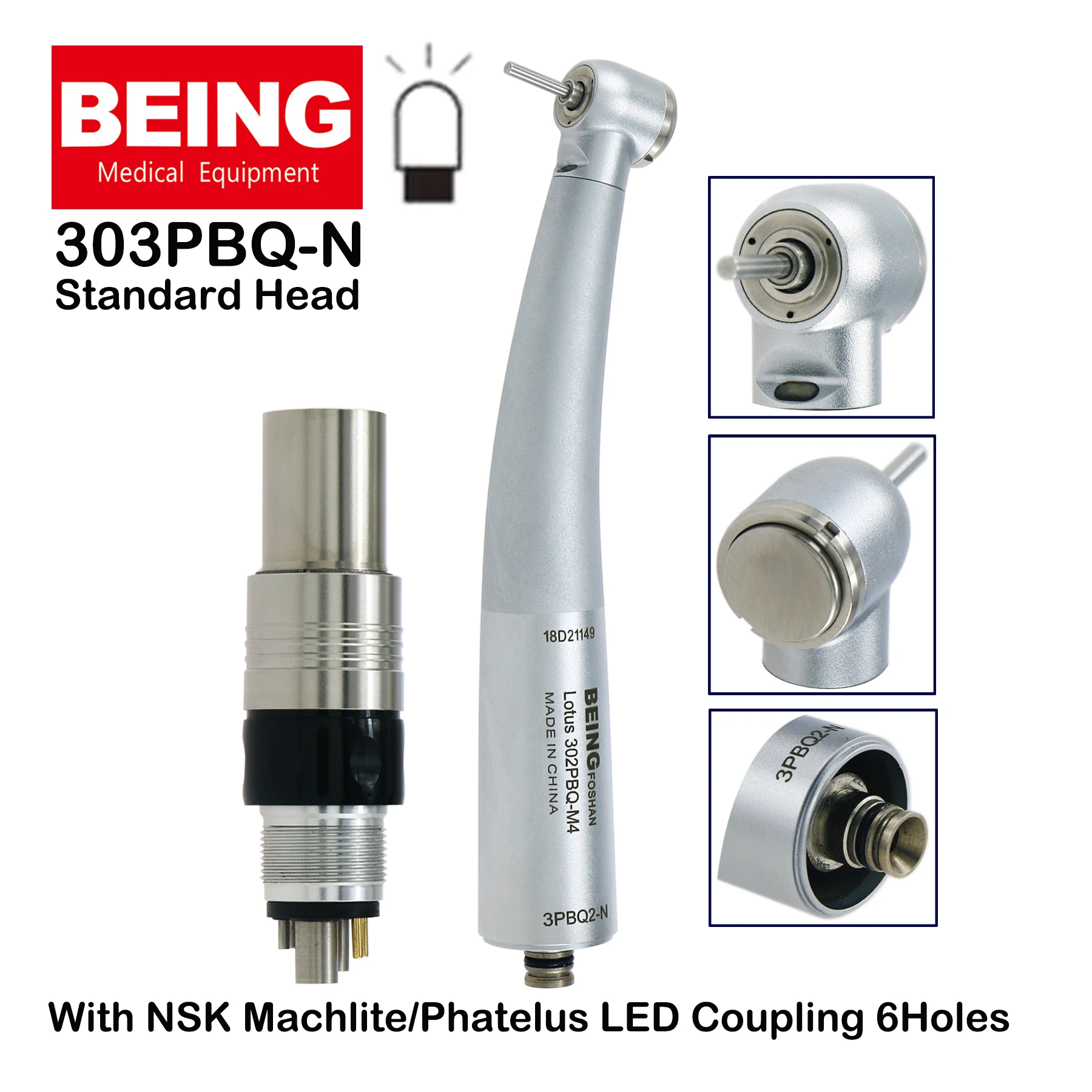 Стоматологический СВЕТОДИОДНЫЙ Волоконно-Оптический высокоскоростной