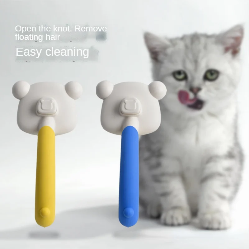 

Self Cleaning Dog and Cat Removes Undercoat Tangled Cute Cartoon Image Massages Particle Pet Comb Improves Circulation