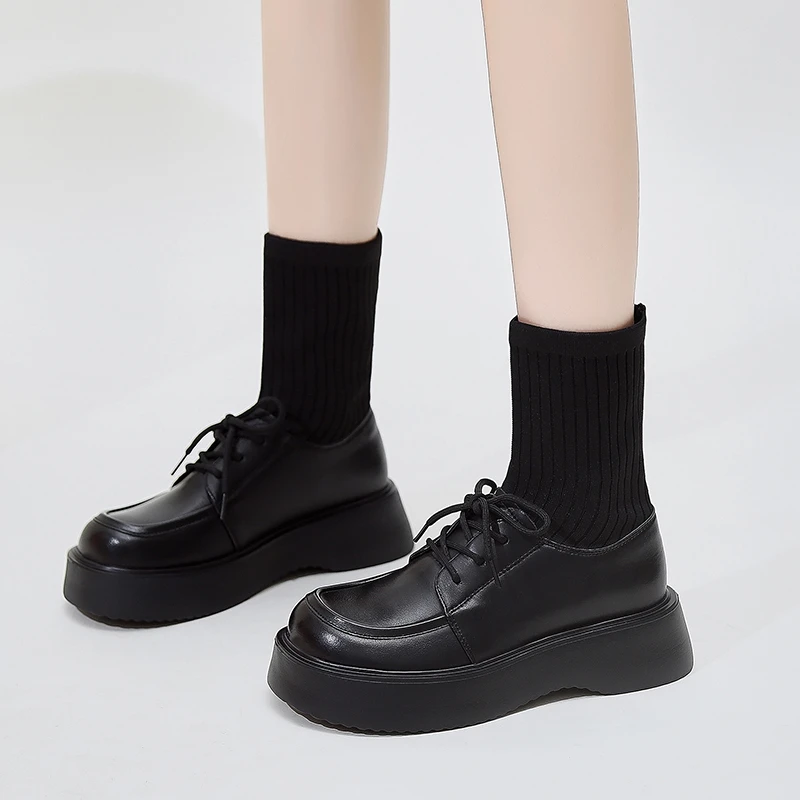 

WHNB 2022 NEWShoes Women Heels Soled Soled Shoes Lace Leather Shoes Women's Shoes