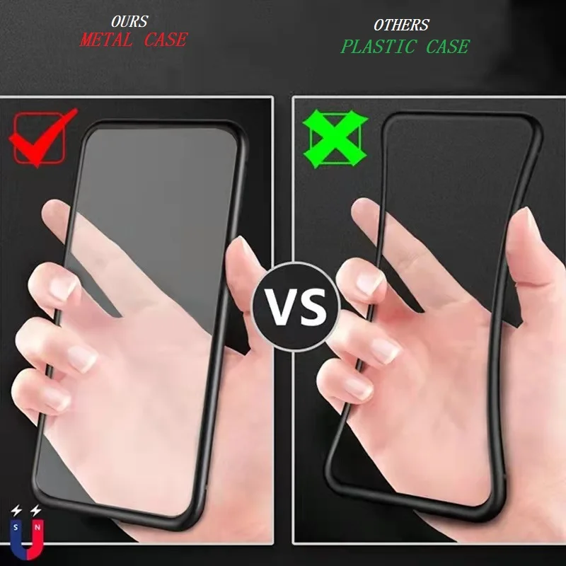 Магнитный металлический чехол для Xiaomi Redmi Note 12 11 10 9A 9S 9C 9T 8T 8 8A 7 Poco M3 X3 Pro