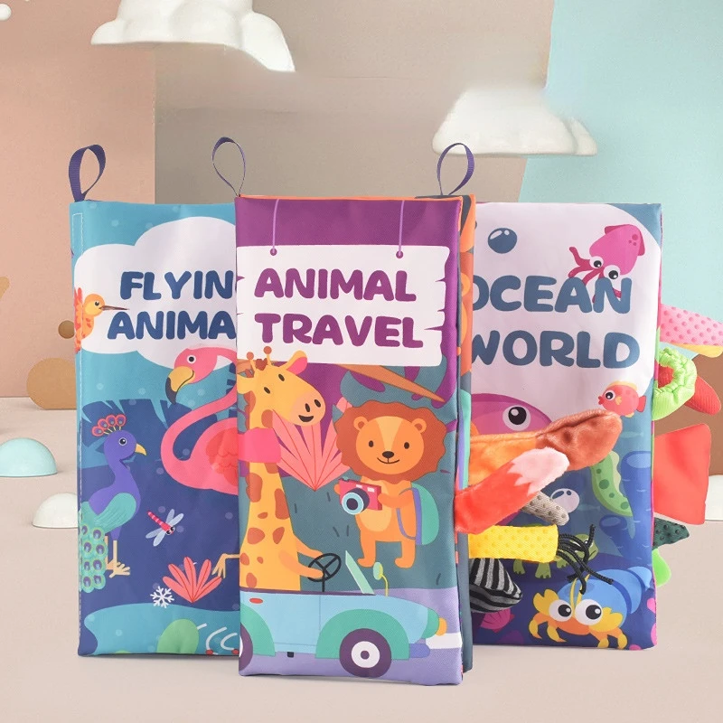 

Тканевые книги для детей 0-12 месяцев, с животными и хвостом для раннего обучения, книга для чтения, пазл, развивающие познавательные игрушки