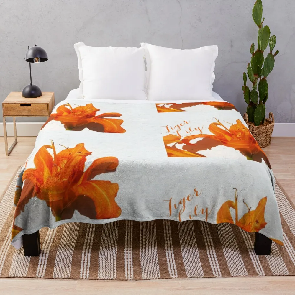 

Tiger Lily.Throw Blanket Velour Vintage Blanket Blanket For Sofa Decorative Sofa Blanket