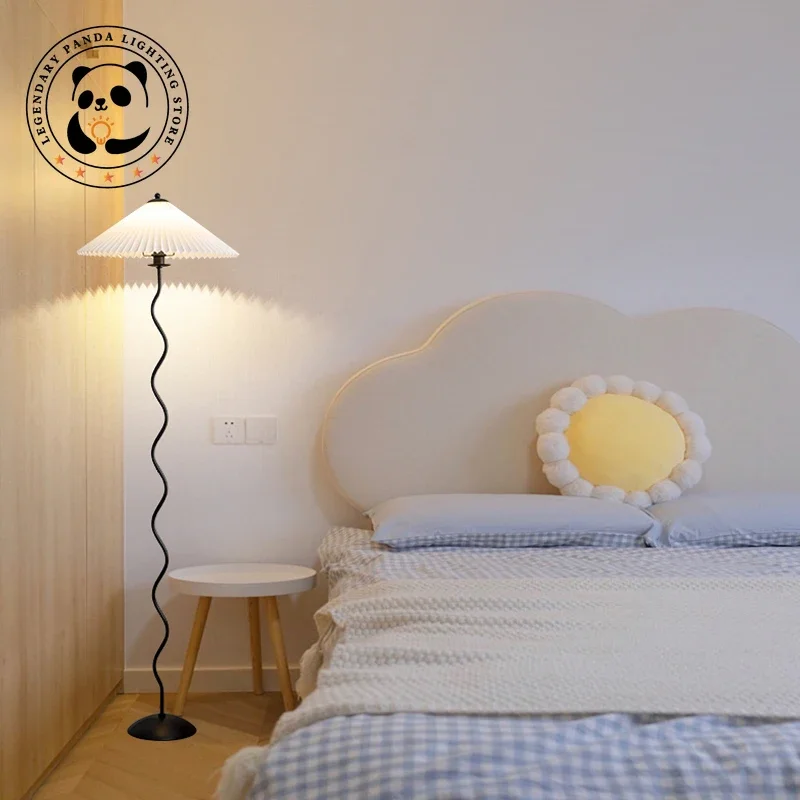 Скандинавская Минималистичная Напольная Лампа плиссированный тканевый абажур