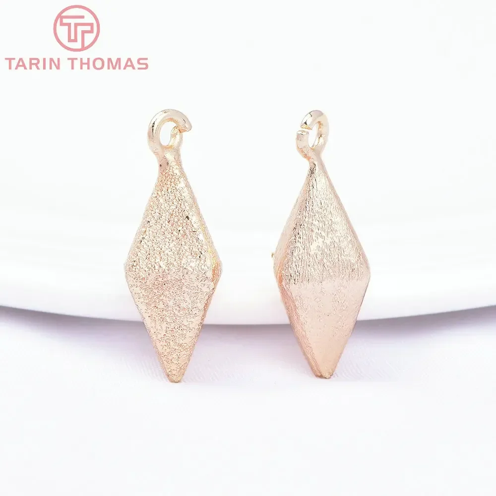 (7452) 6 шт. 10x8x22 мм 24-каратного золотого цвета латунные матовые подвески с