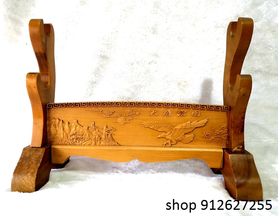 Красная деревянная подставка для катаны 2 уровня