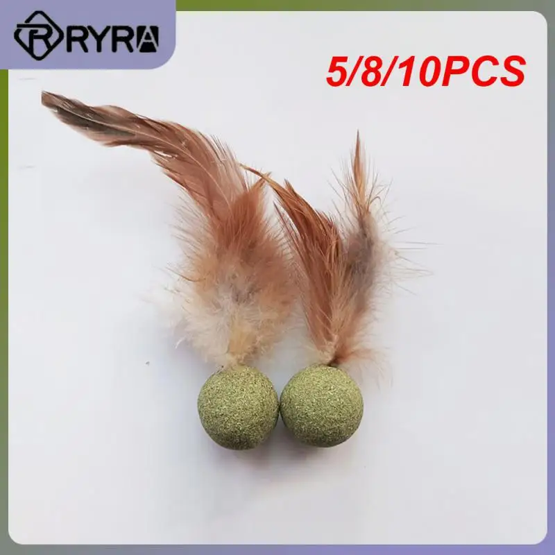 

5/8/10PCS Teeth Cleaning Cat Ball Household Chasing Game Catnip Ball Cat Snack Cat Molar Pet Toy Supplies Cat Feather Toy