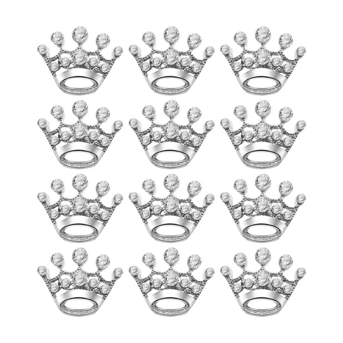 

crown brooch for crafts brooch corsage diamante party tiara crown brooch pin bulk 12pcs pin ( silver )