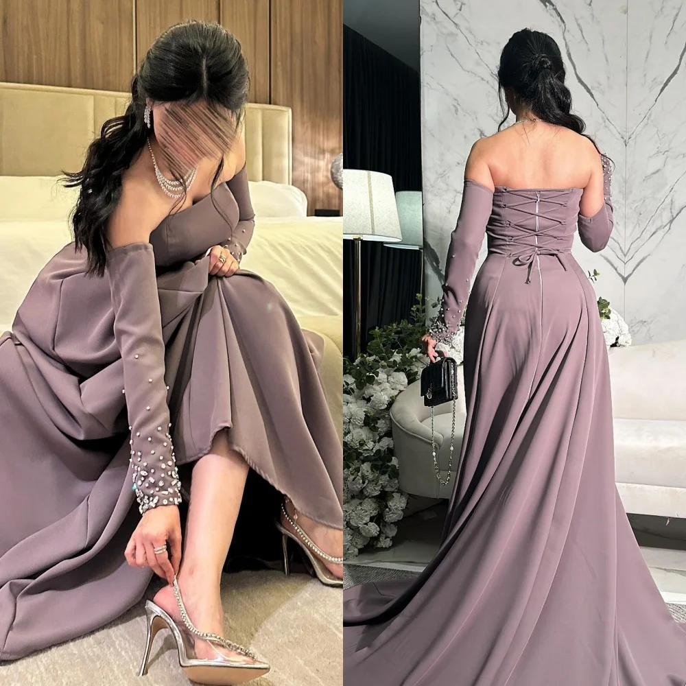 Высококачественные джерси со складками и блестками длинные платья