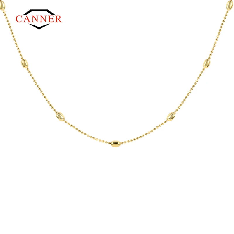 

CANNER Authentic Gold Color 925 Sterling Silver Basic Cable Chain Necklace for Women Long Chain Necklaces Fashion Jewelry Gifts