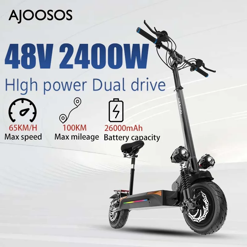 

US Stock AJOOSOS Electric Scooter Commuting Electric Scooters Adults up to 100KM Long Disance 65KM/H Speed Patinete Elétrico