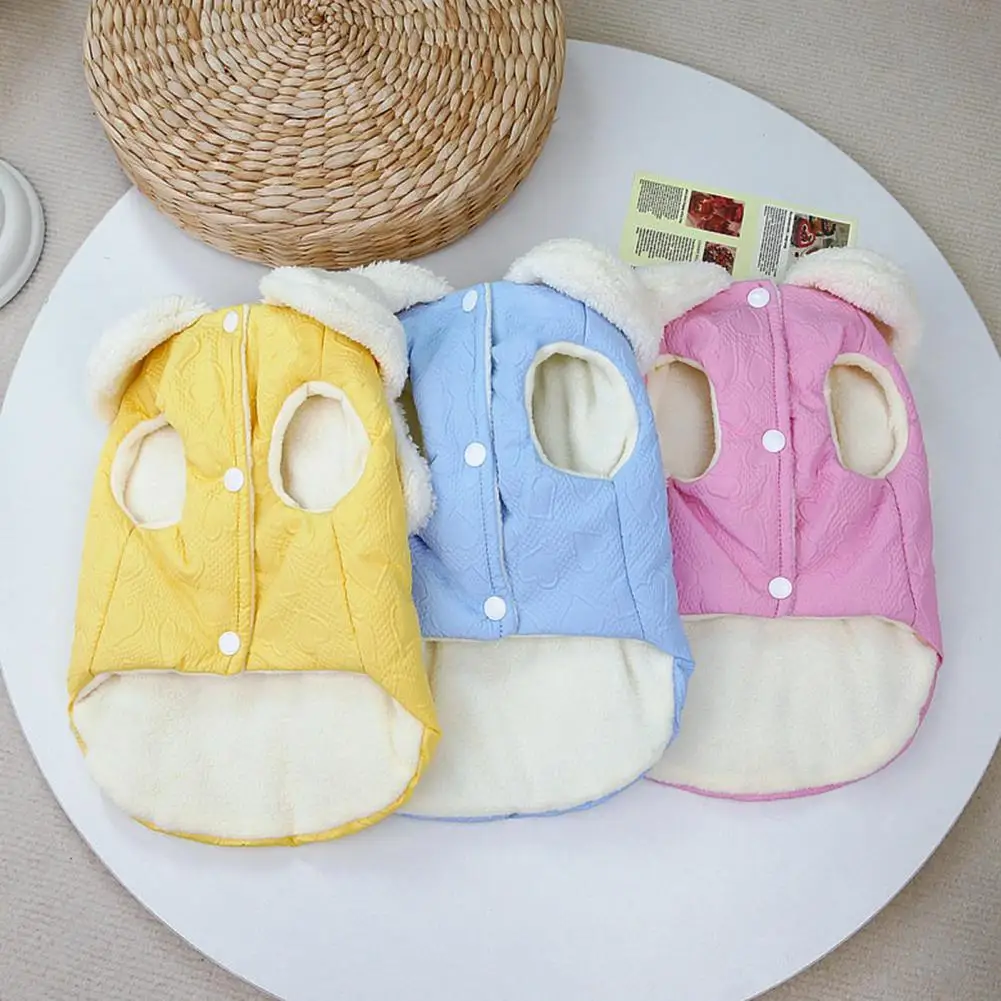 

Button Closure Pet Coat Stylish Pet Winter Coat Adorable Heart Pattern Warm Button Closure for Weather Soft Thick Fabric Pet