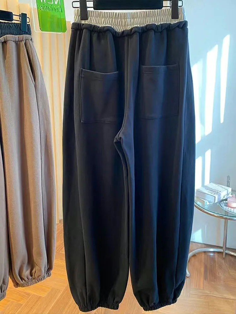 Брюки-шаровары женские зимние мешковатые с флисовой подкладкой и высокой талией