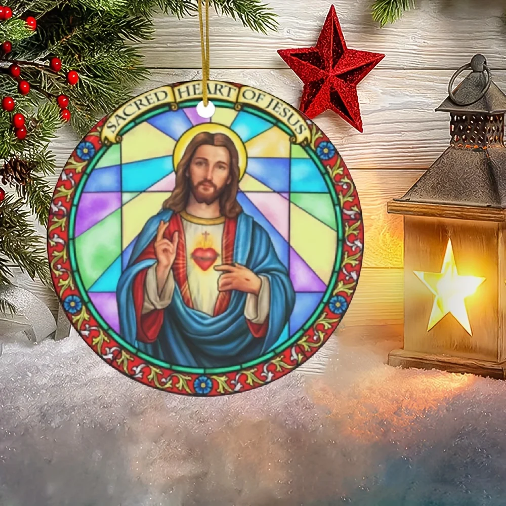 2D плоские круглые украшения для рождественской елки Бог Иисус акриловый кулон