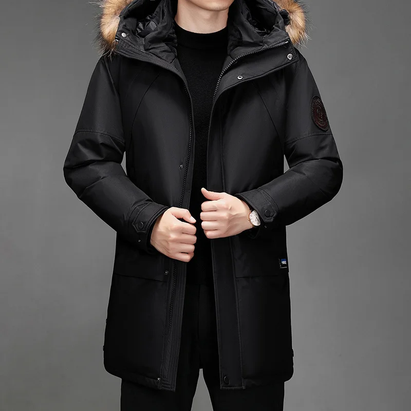 Down Jacket For Men In Winter, Medium Long, Thick, Warm, White Duck  Cold Proof Clothing For The Middle-Aged And Elderly, Elderl