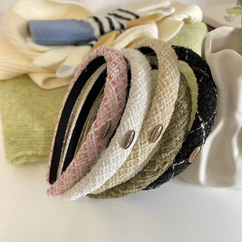 

Fashion Knitting Hairband Elastic Women Plaid Headband Wide Hair Hoop Bands Bow Thicken Headdress Hair Accessories