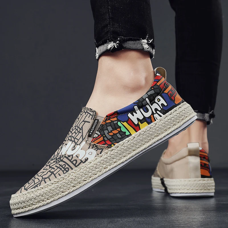 

【HUOOU&HAIOU】Men's Canvas Shoes Casual Lazy Slip-on Cloth Shoes Peas Shoes