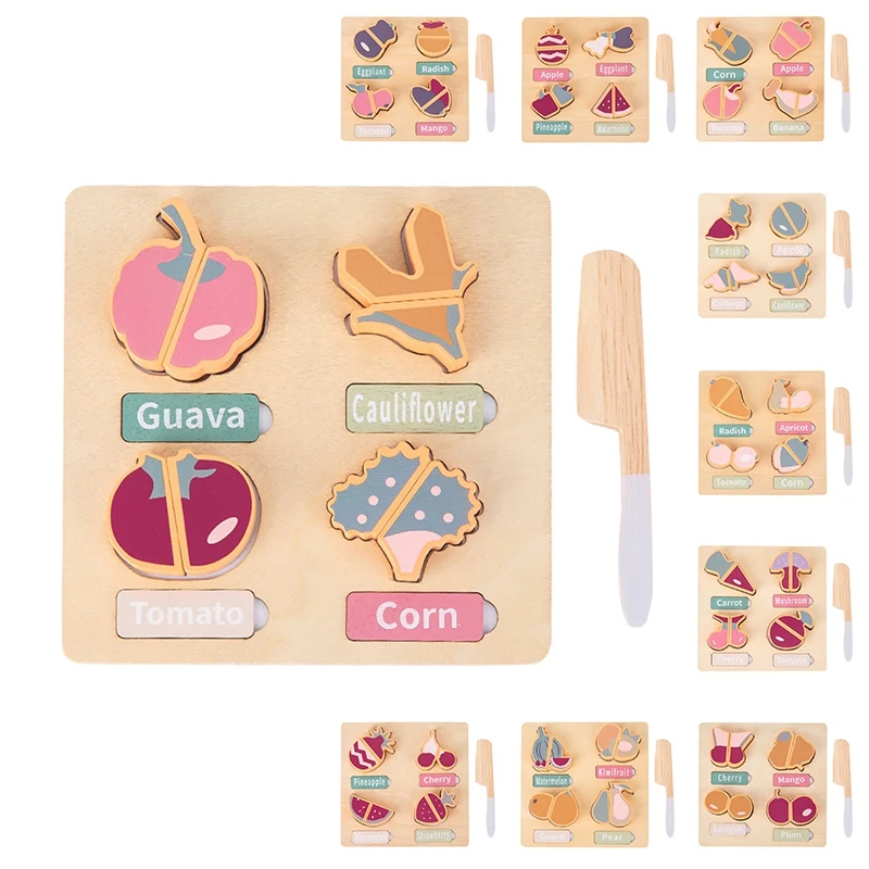 

Children's And Happy Toy Kitchen Play House Fruit And Matching Plate Cut And Cut The Magnetic Wooden Set Combination