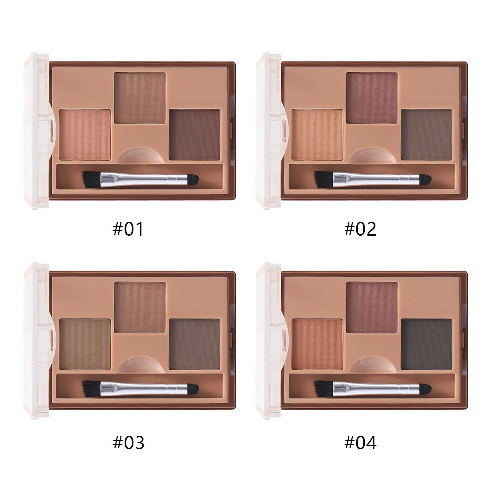 3-цветная палитра пудры для бровей с кистью макияжа