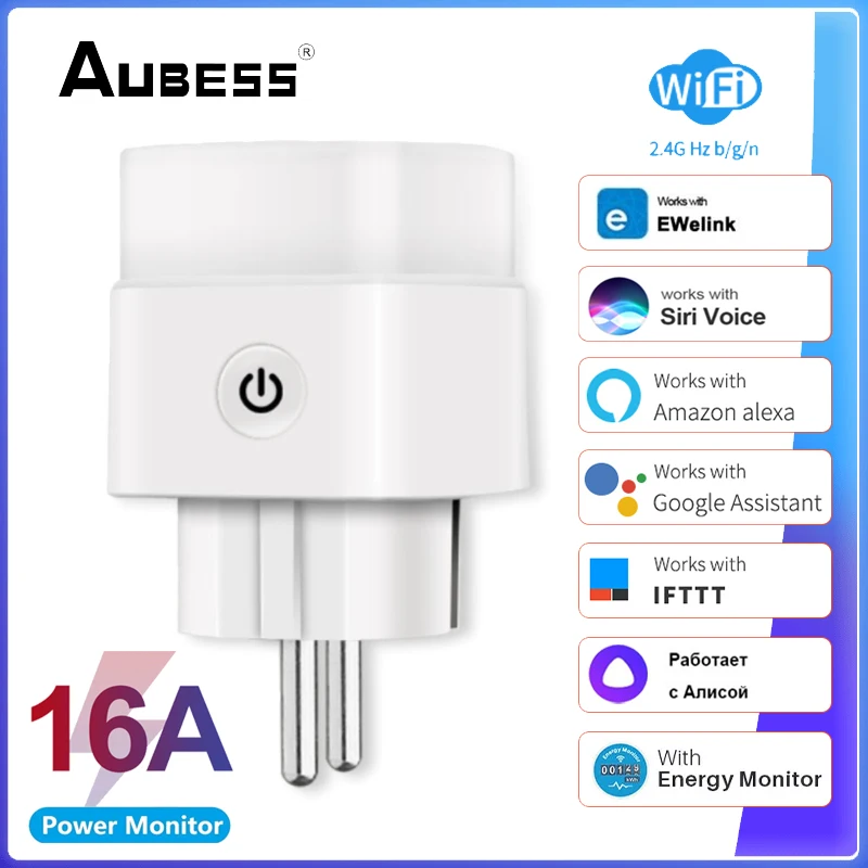 

For Yandex Alice Voice Control WiFi Smart Socket EU 10A Plug eWelink App Remote Control Power Monitor By Alexa Google Home Siri