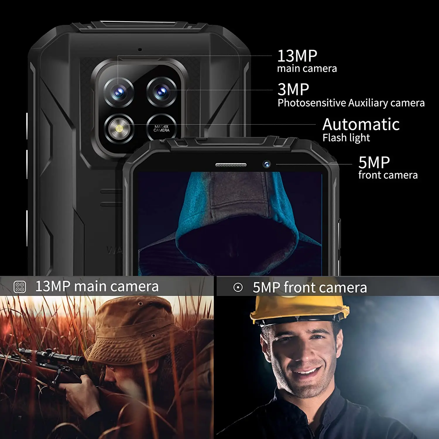 Oukitel WP18 12500mAh Smartphone IP68 & IP69K Rugged Mobile Phone 5.93'' TFT HD + Display Android 11 4GB+32GB 13MP Camera