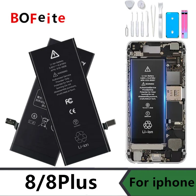 BoFeite Phone Battery For iPhone 8 8plus Replacement Bateria Original Capacity BatteriesFree  with Repair Tools Kit enlarge