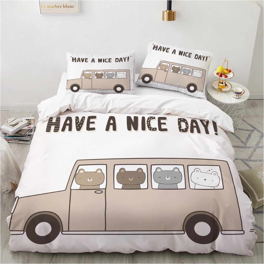 

Winter Bedding Set Cute Style Merry Christma Duvet Cover Quilt Cover and Pillowcase Lovely Cat Simple and Generous for Children