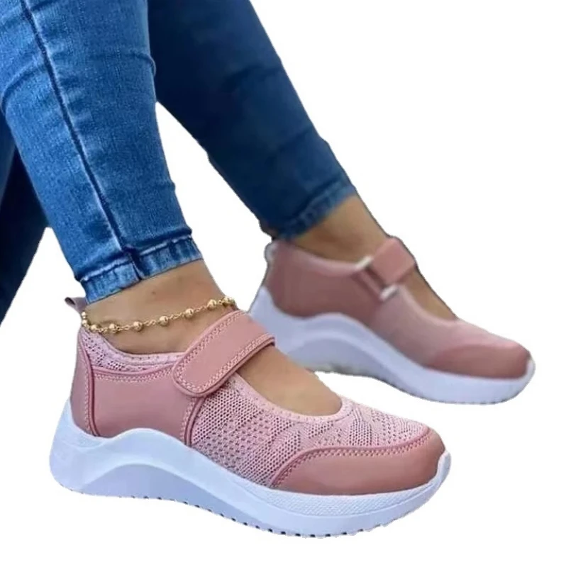 

Женские кроссовки на платформе, однотонные сетчатые сандалии с вырезами, повседневная обувь, новинка 2022, Модные женские кроссовки на толсто...