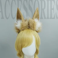 lovely faux fur fox ears headband realistic furry fluffy wolf fox ear hair hoop lolita anime masquerade kc cosplay costume