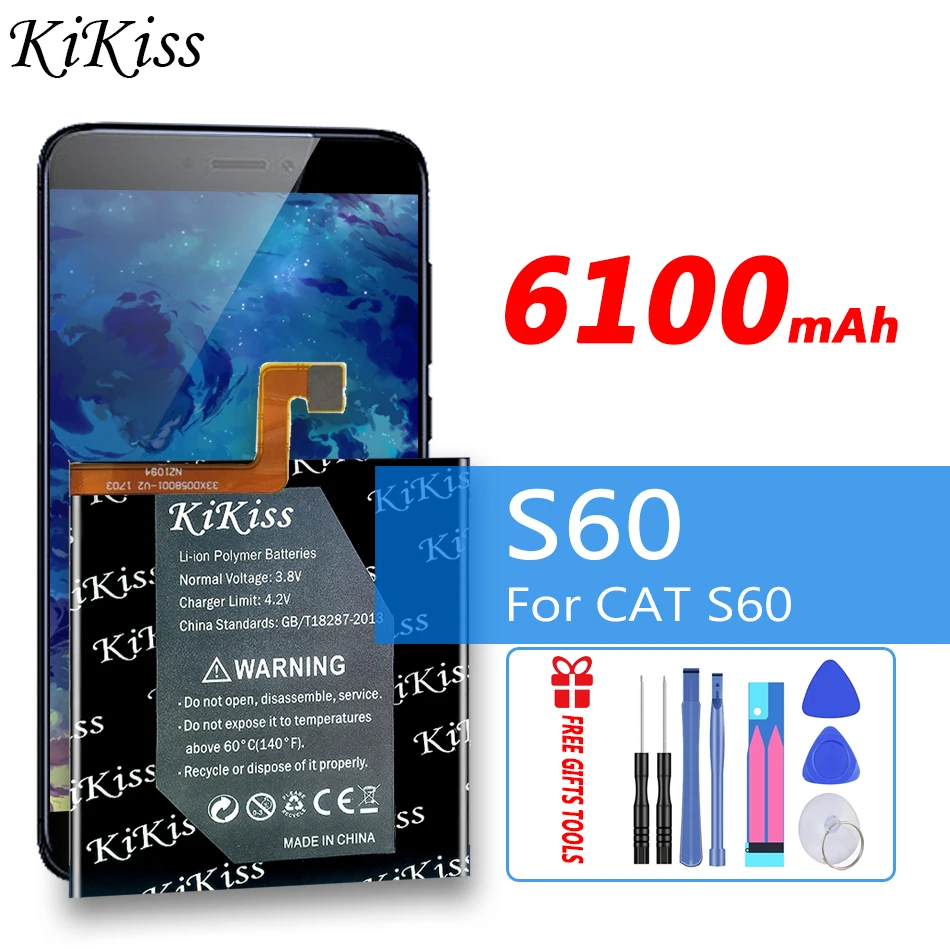 

Аккумуляторная батарея 6100 мАч KiKiss для Caterpillar Cat S60 APP-12F-F57571-CGX-111 мобильный телефон аккумулятор + Подарочные инструменты